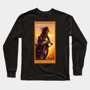 Girl on a Motorcycle by the Ocean Long Sleeve T-Shirt